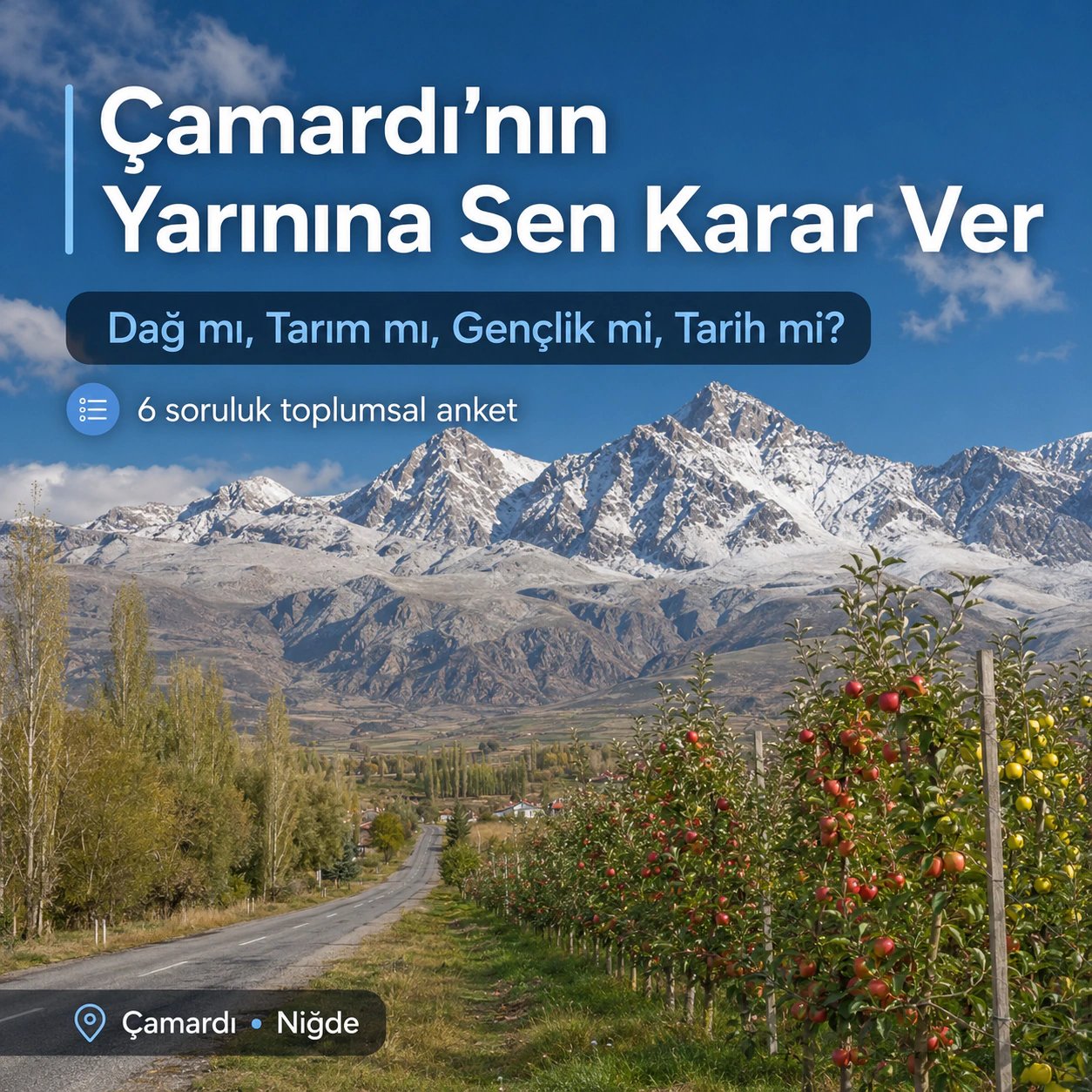 Çamardı’nın Yarınına Sen Karar Ver: Dağ mı, Tarım mı, Gençlik mi, Tarih mi? 🏔️🍎